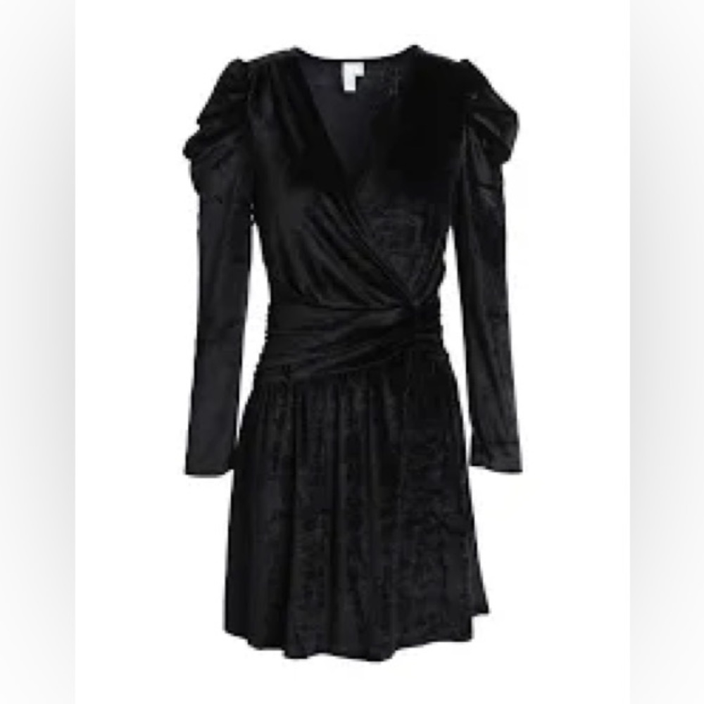 & Other Stories black Atelier LA puff shoulder long sleeve velvet dress size 4